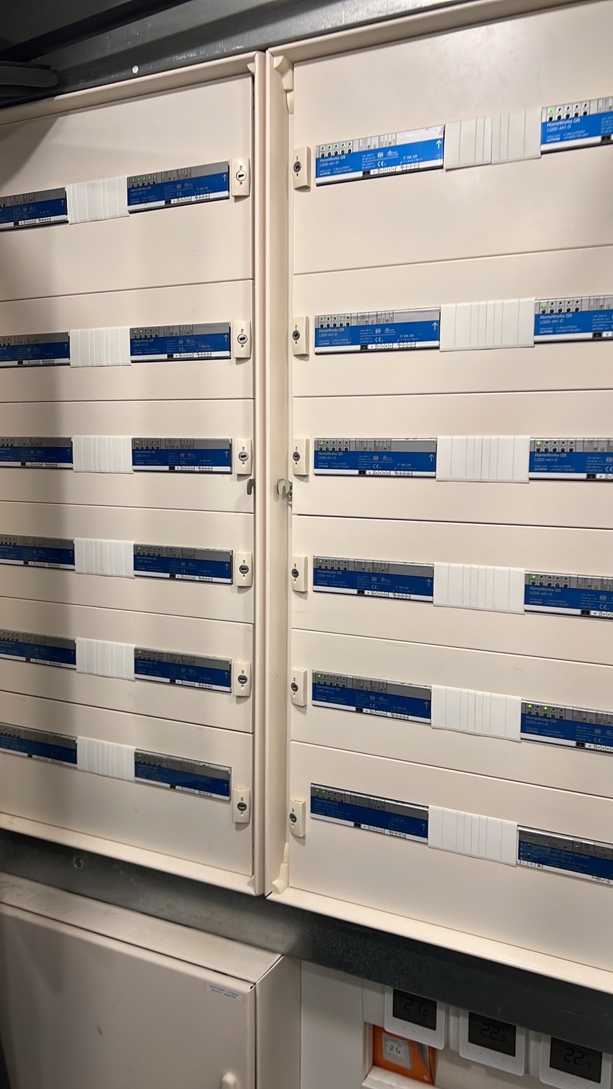 Distribution board with circuit breakers, inspected and labelled
