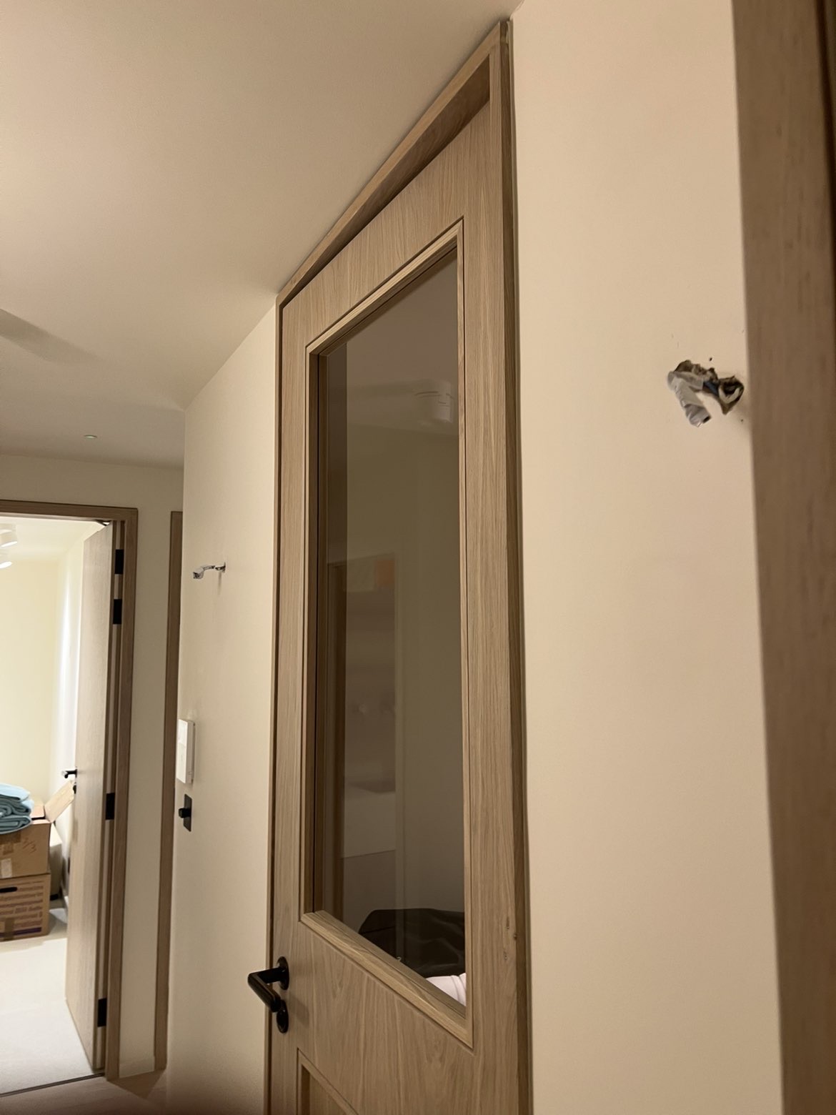 Cable left ready at a wall position for a light fitting to be installed